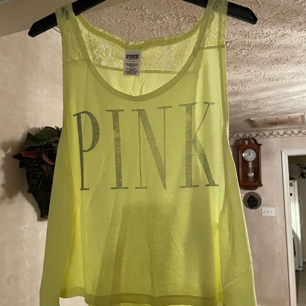PINK Victoria's Secret Neon Yellow Tank Top